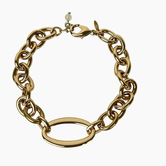 Avon Vintage Bracelet Open Oval Links Smooth Polished Gold Tone Shiny 7.5 Inch - Picture 3 of 6